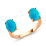 Open Ring with Two Turquoise