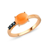 Coral Ring with Black Diamond