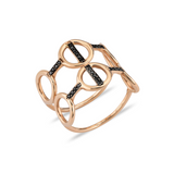 Double Row Circle Ring with Black Diamond