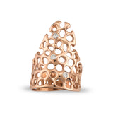 Waves Long Ring with White Diamond