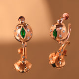 Evil Eye Ball Hoop Earrings with Emerald & White Diamond